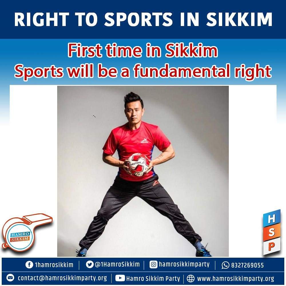 1HamroSikkim's tweet photo. Under Hamro Sikkim Party rule, first time in Sikkim, Right to Sports will be a fundamental right.
#VoteForHSP #VoteForHamroSikkimParty #PressWhistleButtonOnEVM https://t.co/wyE7ssigem