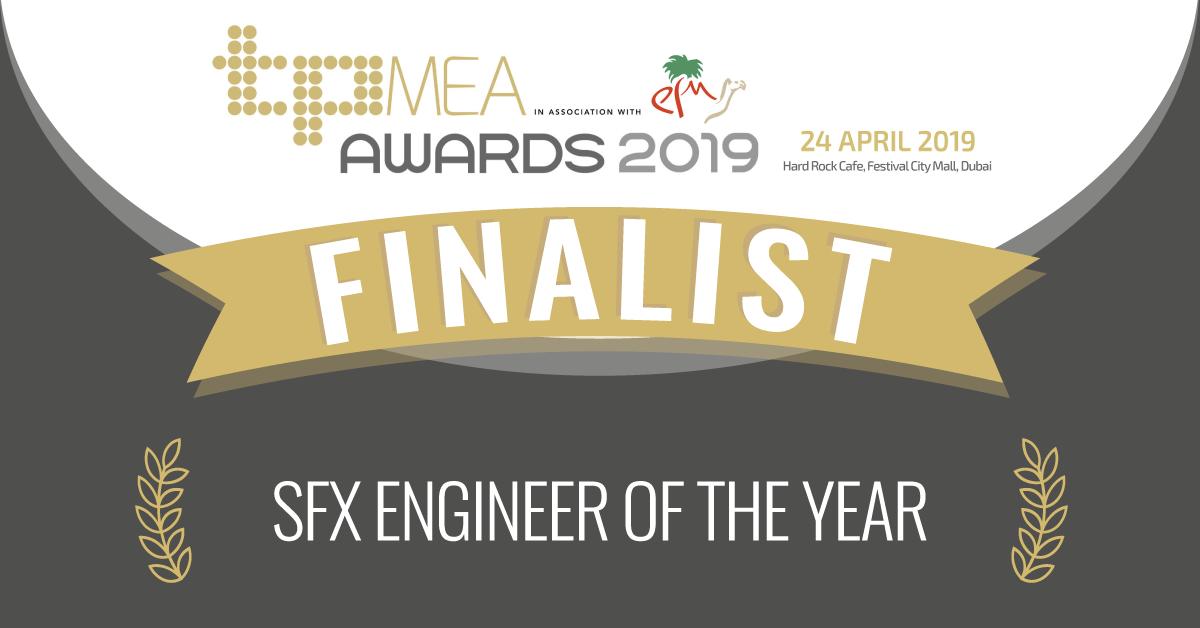 eclipseDubai's tweet photo. Congratulations to our #SpecialEffects Technician, Hanre Rossouw for being #nominated as ‘SFX Engineer of the Year’ in TPMEA Awards 2019! Celebrate with us by voting at https://t.co/06hglak7T6

@TPMEA_Magazine #TPMEAAwards #SFXEngineer #SFX #EventProfs #StageFX #Awards #VoteNow https://t.co/F7Akb4HSwo