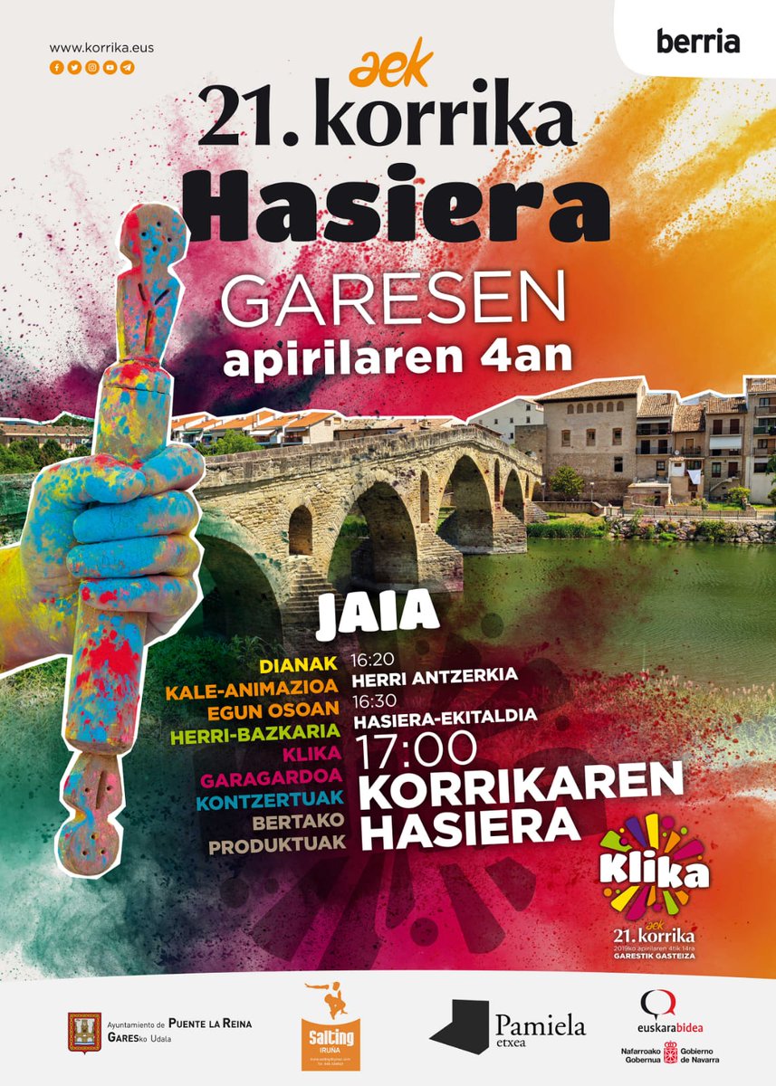 Hemen Korrika ez galtzeko oinarrizko informazioa:

🏃‍♀️🏃‍♂️ Herriz herriko ordutegia eta ibilbidea:  korrika.eus/images/21korri…

🎉🎊 Korrika hasiera eguna: korrika.eus/117-bestelakoa…