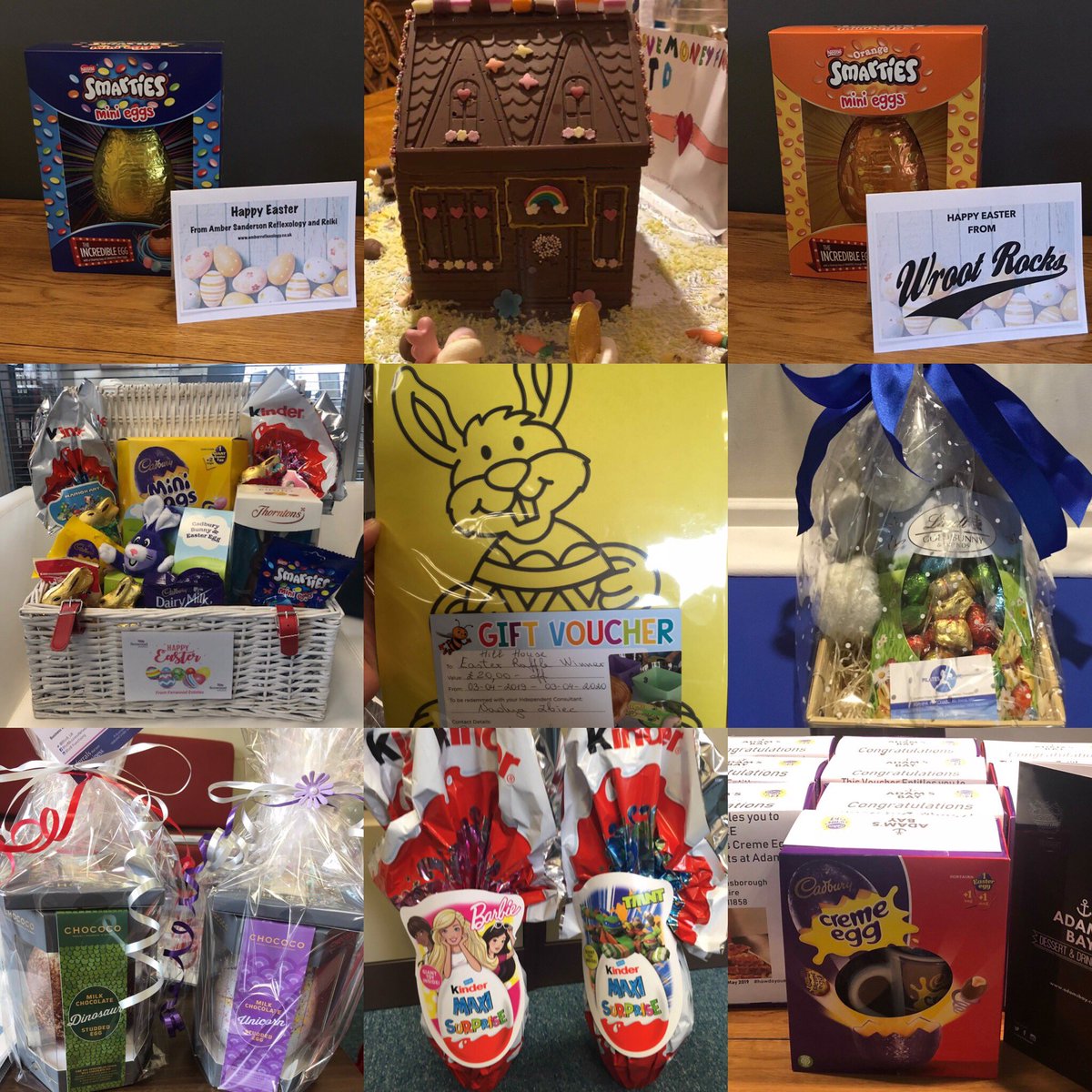 H_H_friends's tweet photo. Good luck to all the @HillJunSch children today who have the chance to win these very generously donated #HHEasterRaffle2019 prizes  from @FenwoodEstates @rocks_wroot @FitnessRjr @ycleisure @lovemoneyfinan1 @AdamsBayUK to name a few 🤩🐰🍫🐣😋 https://t.co/VWWLBCHS6v