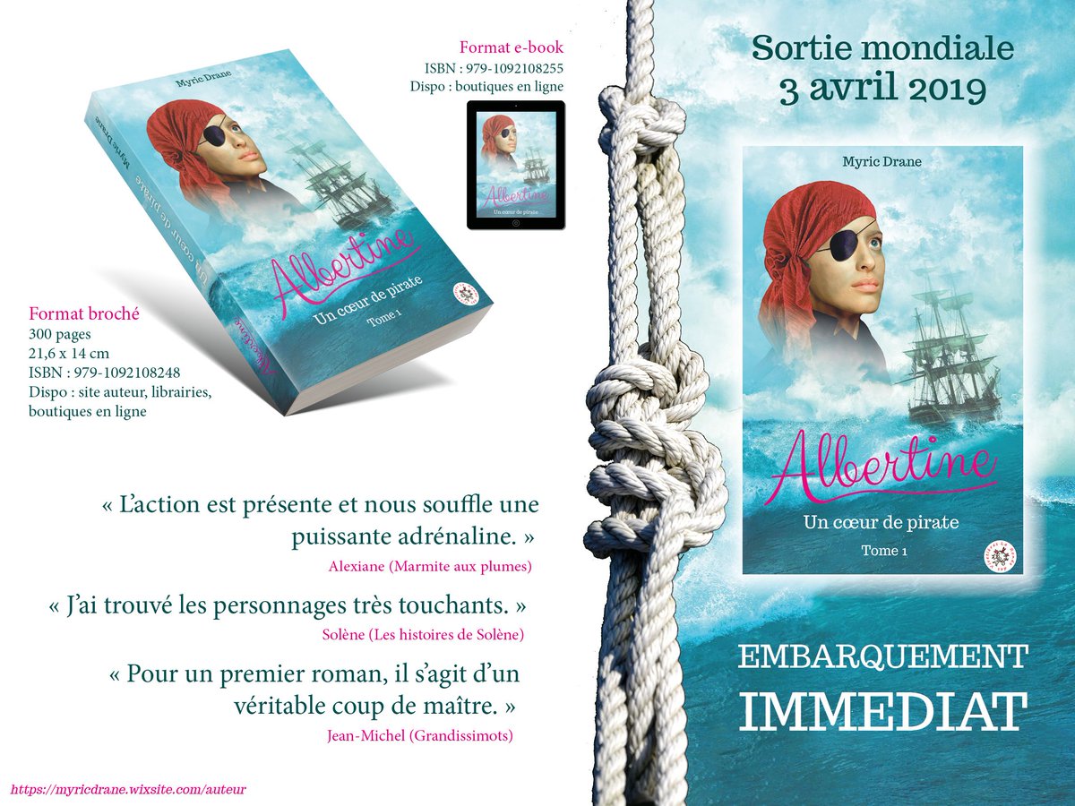 ☠️ Larguez les amarres ! #Albertine est sur le pont et n'attend que vous !

☠️ Amazon : buff.ly/2CO0UKp    
☠️ Kobo : buff.ly/2CQxmvo    
☠️ Fnac : buff.ly/2COu1x4    
☠️ Apple : buff.ly/2CPPGov   

#roman #youngadult #pirate