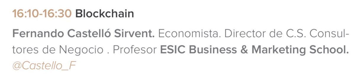 Castello_F's tweet photo. Esta tarde estaré en el #SummitFinanzas de @laneuronasummit hablando sobre cómo #blockchain impacta sobre #mercados, #transacciones, #finanzas y #estrategia empresarial.
No os perdáis el #Summit de @LaNeurona_com en #Valencia https://t.co/9hP0iZ5CZU