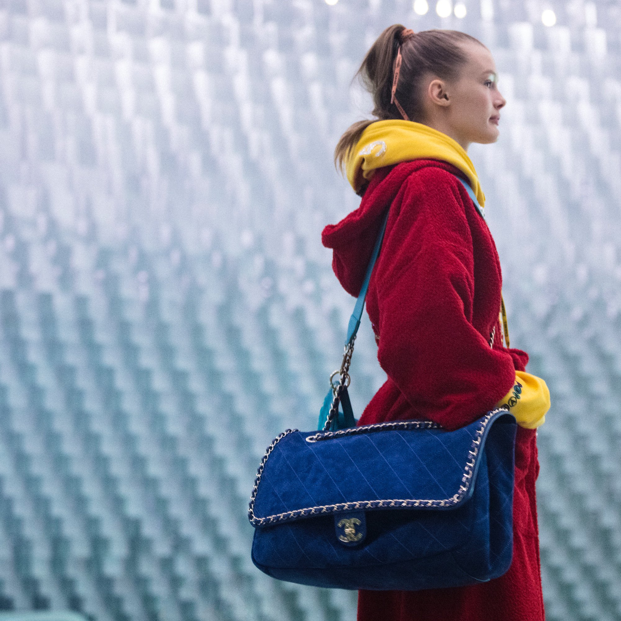 CHANEL on X: #CHANELPharrell reflections — oversized bags and colourful  looks infused with the spirit of sportswear appear in @Pharrell's capsule  collection for CHANEL. More on    / X