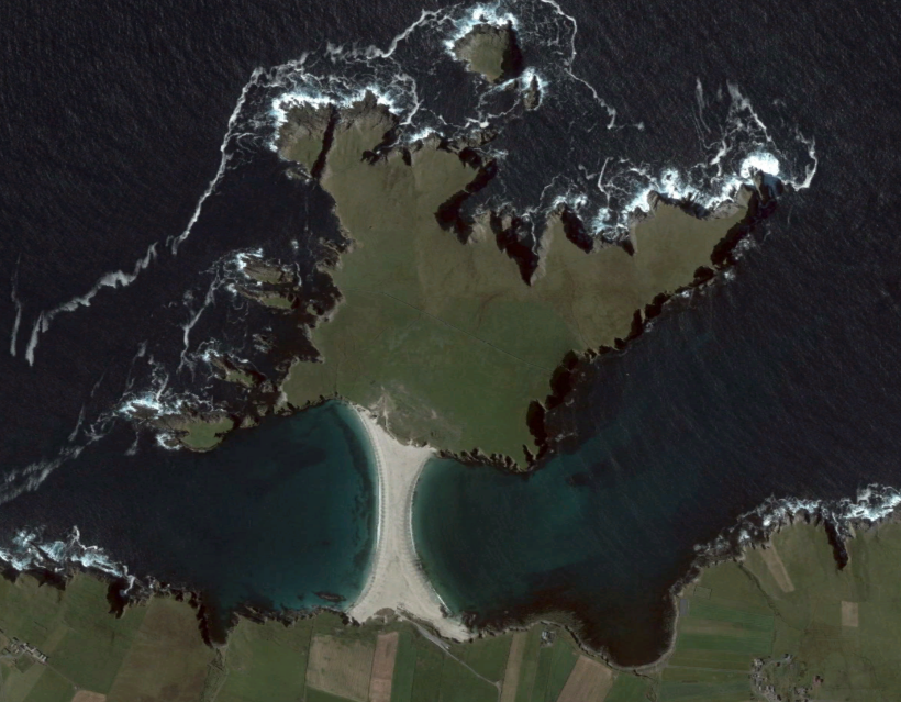 gmasselink's tweet photo. St Ninian's Isle, Shetland, probably the best example of a #tombolo in the UK. Strictly speaking, the term 'isle' is incorrect as even at high tide one can walk to the non-island! Hashtag #GECIMAGE is now unique. and the idea is that people can contribute their own images ... https://t.co/r2BGgbUe3J