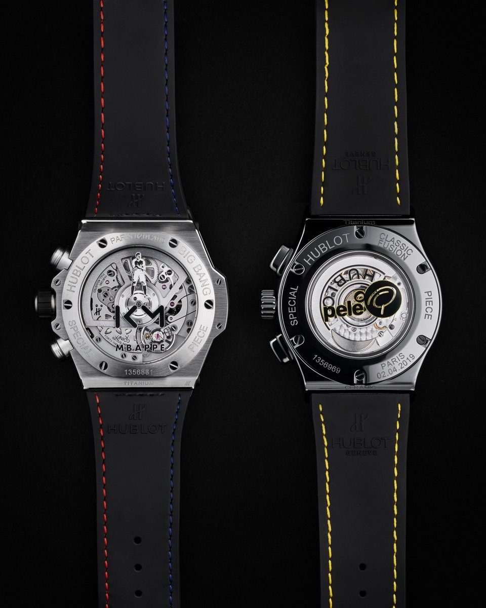 Hublot's tweet image. A meeting of legends, talent, humility and passion. King @pele has crossed the Atlantic to meet @KMbappe for a truly historic and moving encounter.

#HublotLovesFootball #hublot #mbappe #pele
