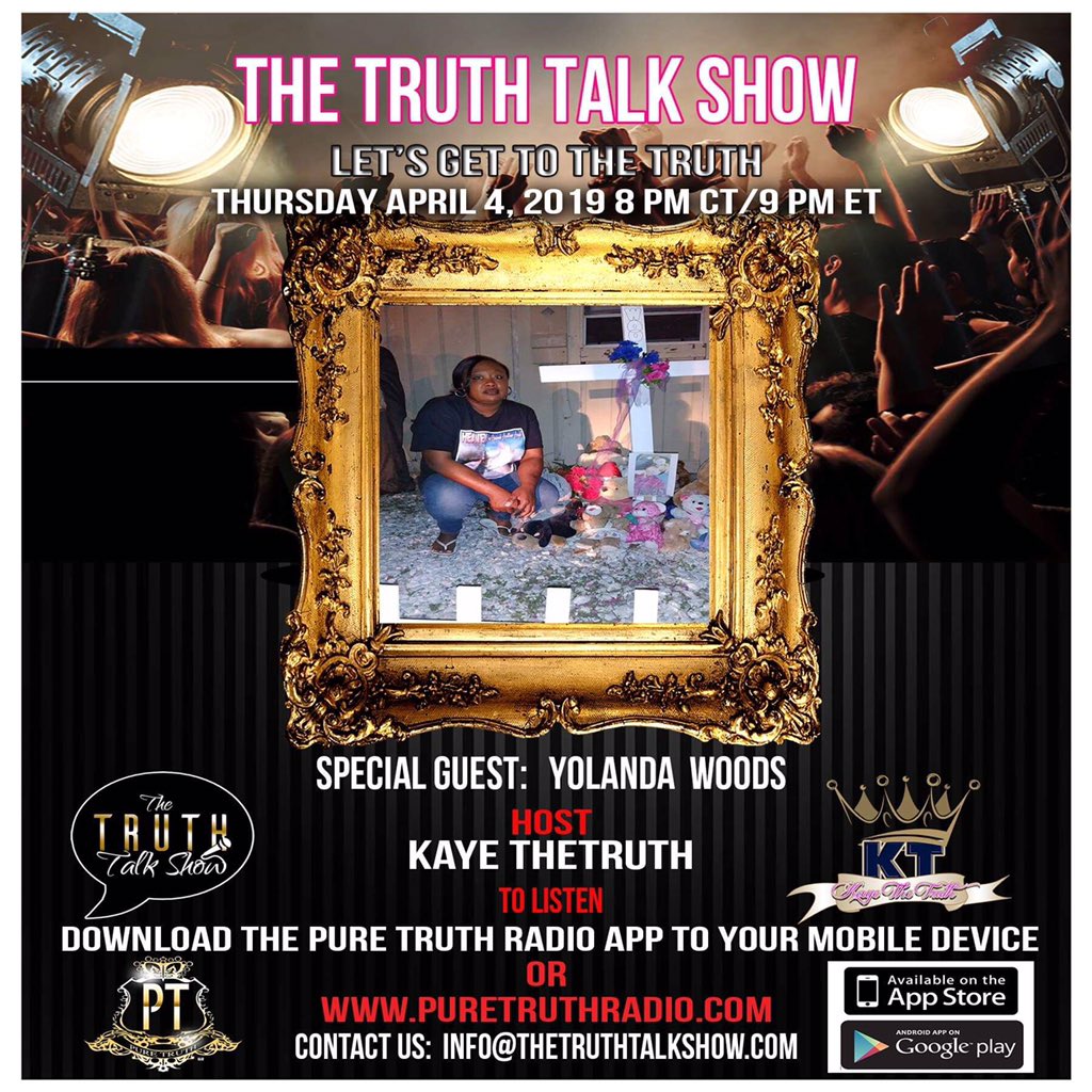 kaye_thetruth's tweet photo. Yolanda Woods Interview on The Truth Talk Show heard on Pure Truth Radio - Pure Truth LLC #PureTruthRadio #PureTruthLLC #YolandaWoods #alteriawoods #indianrivercounty #florida #dallas #interview #multimedia #news #radio #puretruthdjs #journalism #kayethetruth #puretruthology https://t.co/Z2hCFf0jxd