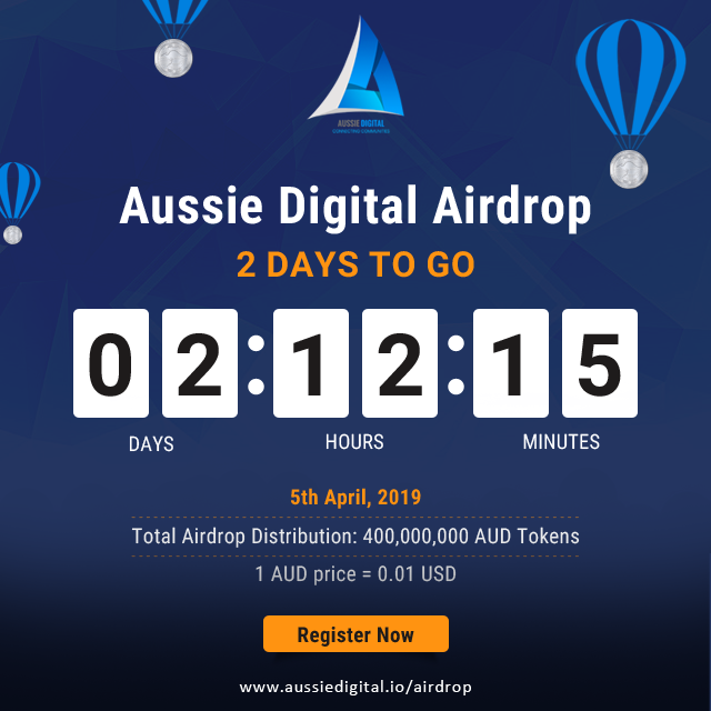 aussie_digital's tweet photo. Countdown: Just 2 Days to Go for #AussieDigtialAirdrop

We request you to update your correct Ether Wallet address(if not), Email ID (registered on Aussie Digital website) and User Name here: https://t.co/PMlAudnyKb

#AussieDigital #Blockchain #Affiliateprogram #Freecryptocoins https://t.co/utG7Kuhj1L