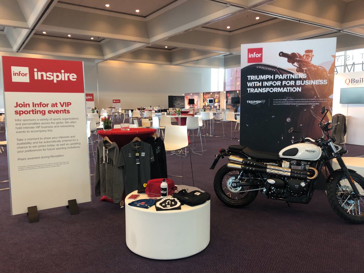 #InforInspire kicks off in Amsterdam. Visit the sponsorship stand in the expo &amp; take a short survey with great prizes. You can’t miss us - we’re next to the Triumph motorcycle!