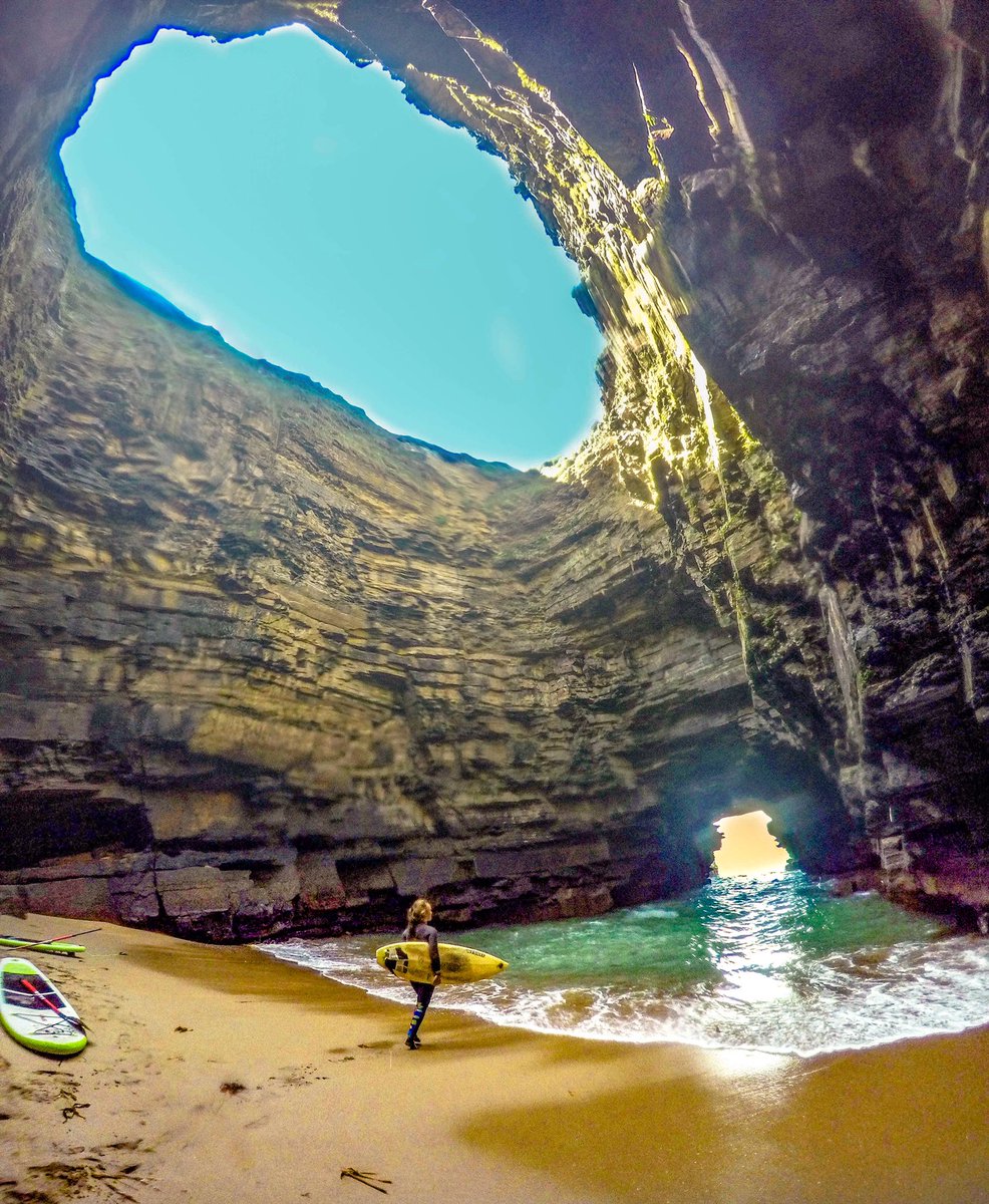 pauldeering's tweet photo. Spectacular hidden Irish surf cave! Full video on YouTube - link in bio. https://t.co/00fCGQ0QQI