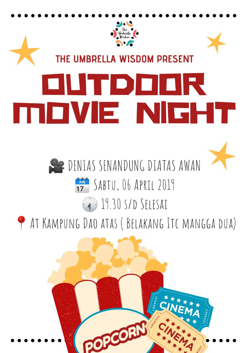 #TUWUPDATE
Sabtu, 6 April 2019

setelah kelas, adik adik akan nobar film Denias v Senandung di Atas Awan.

kakak kakak ada yang tertarik untuk datang??
YUK! RAMAIKAN!