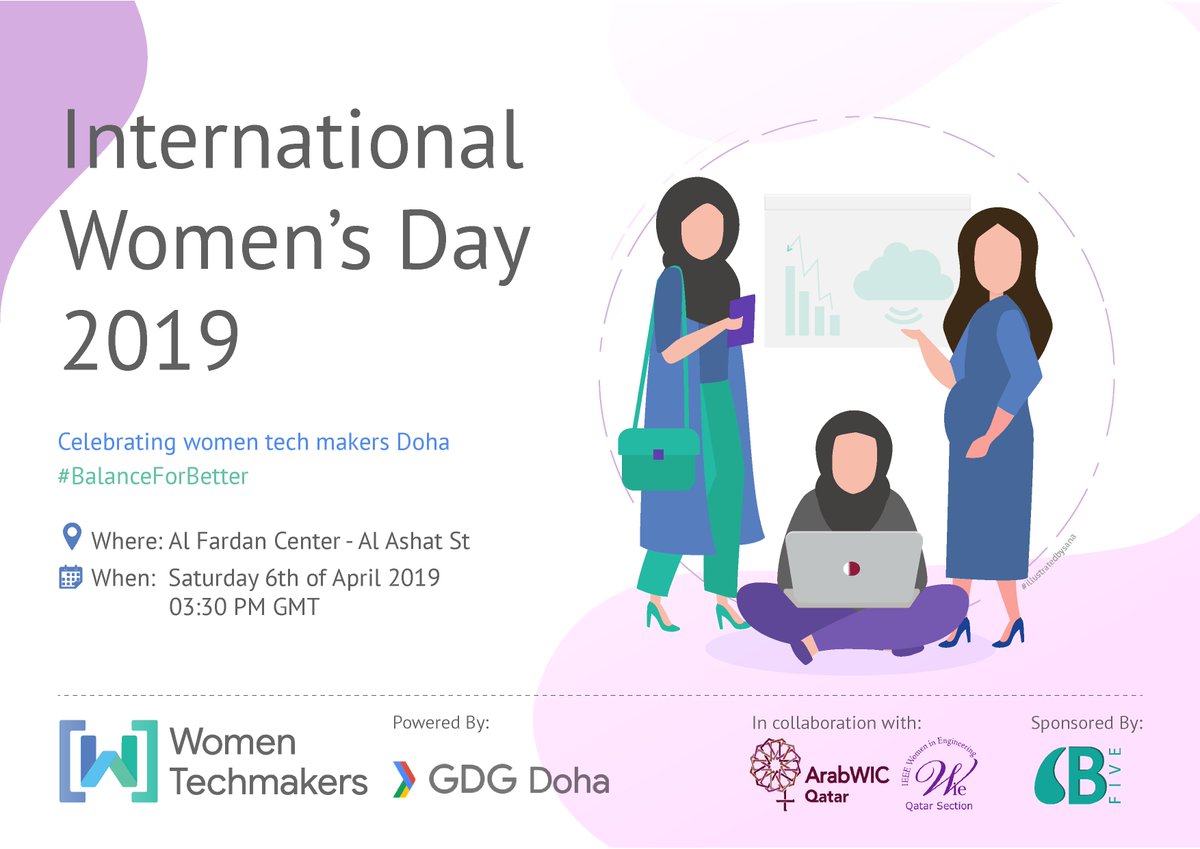 qatarliving's tweet photo. @GDGDoha is hosting tech conference in celebration of International Women's Day (IWD) 2019 on April 6, Saturday from 3:30 pm to 7:00 pm at Al Fardan Center.
#WorkintonQatar
#IWD2019 #GDGDoha #WTMDoha
https://t.co/T84mnM7PDo https://t.co/trgYw0XxR3