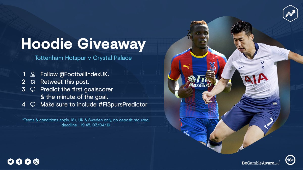 FootballIndex's tweet image. Oh when the Spurs, go marching in...

Guess the first goalscorer and what minute in the Tottenham Hotspur Stadium using #FISpursPredictor for a chance to win a sweet Football Index hoodie 😏

T&amp;amp;C's 👇
bit.ly/2Ia0elU

#FootballIndex #FICommunity #SpursAreHome #TOTCRY