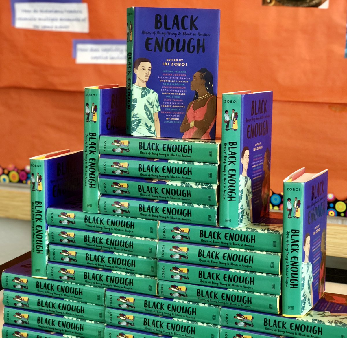 AOBFound's tweet photo. TOWERS of books await the students of @KIPPDC_Aim - these students and teachers fell hard for #BlackEnough during a Valentine’s Day book-dating event by @betweenmargins so today’s presentation by @LeahsMark has a packed house!

@projectlitAIM @KathieLibrarian @ibizoboi @KitonLit https://t.co/UJLzgRCsxx