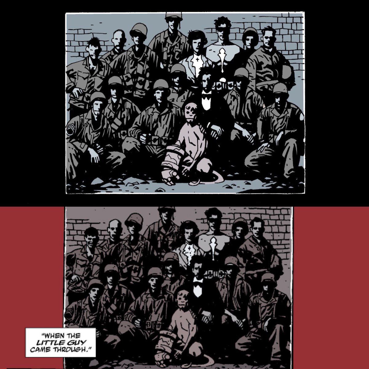 hellboybookclub's tweet photo. Azaceta revisits the first picture of Hellboy as seen in “Seed of Destruction” in “B.P.R.D. 1946.” We discuss this story on this week’s podcast episode! #hellboybookclub #podcast #hellboy #mikemignola #davestewart #paulazaceta #nickfilardi #bprd https://t.co/lyHiL8ZrRs