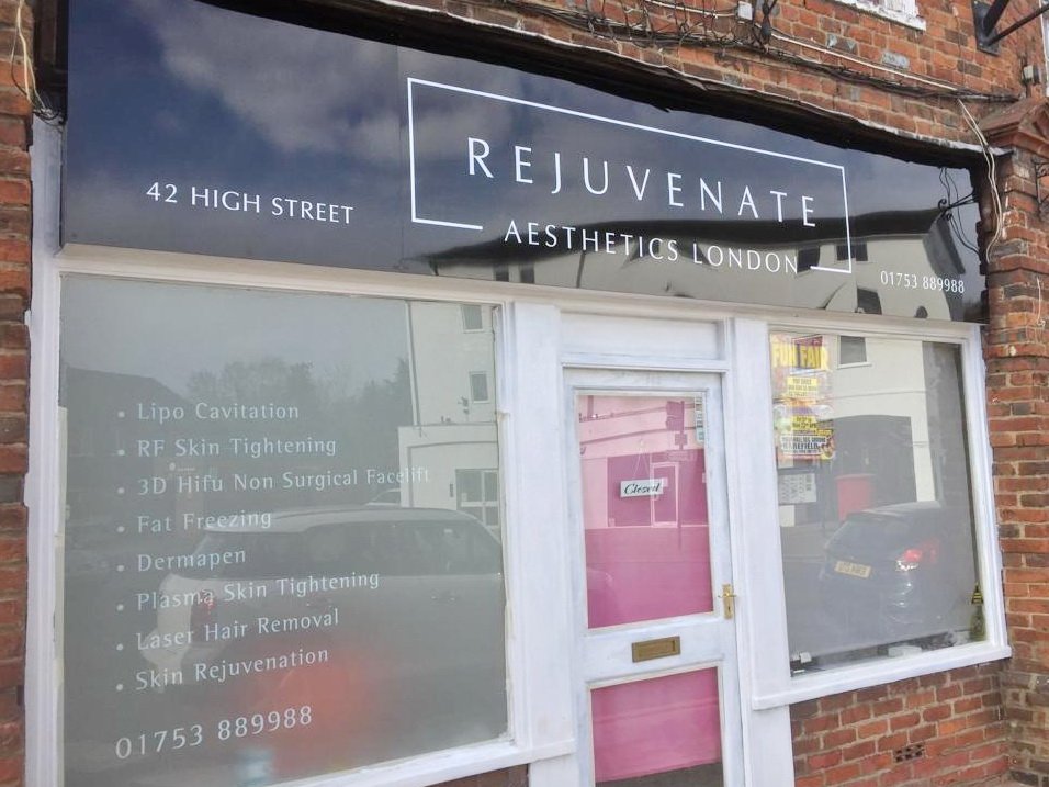 signxgraphics's tweet photo. Rejuvenate opening soon in Chalfont St Peter - new fascia and window graphics #signs #signx #graphics #chalfontstpeter https://t.co/WPg7gwRoWp