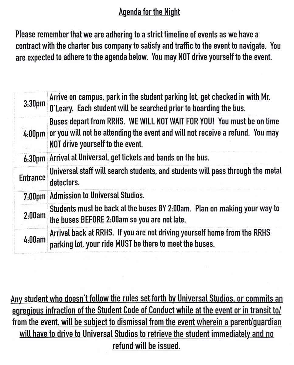 RoyalOLeary's tweet photo. 🚨🚨EVERYONE GOING TO GRAD BASH 2019 - PLEASE READ THE IMAGES BELOW! IT IS EVERYTHING YOU NEED TO KNOW ABOUT DRESS CODE, WHAT YOU CAN BRING, AND MORE! 🚨🚨

It says to arrive at 3:30, but 3:15 is preferable because the buses will leave at 4:00. 

Neck lanyards will be allowed. https://t.co/S4tqsDMz7E