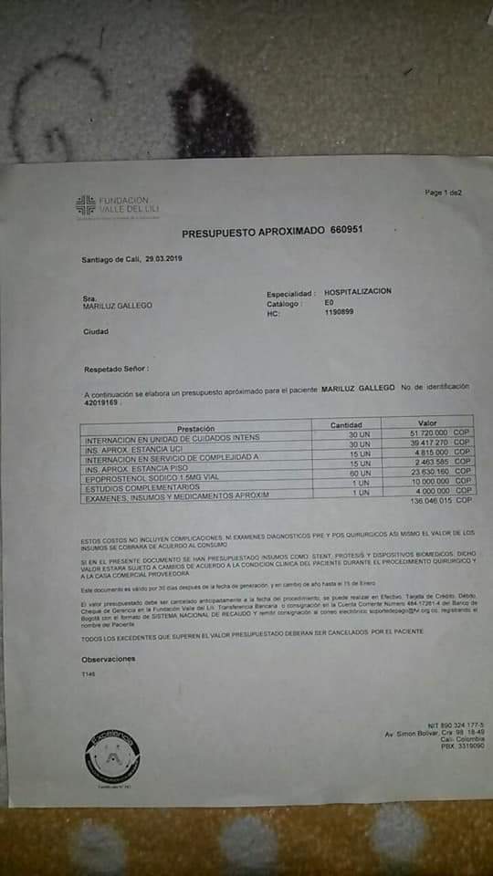 yeyomax1's tweet photo. #YoApoyoAMaryLuz Mary Luz Gallego paciente #HipertensiónPulmonar necesita URGENTE terapia con #Flolan, medicamento intravenoso a iniciar y supervisar por médico experto en la enfermedad y centro de alto nivel. Falta autorización y pago de anticipo por @MedimasEPS. @Supersalud https://t.co/8hHWqNc6TS