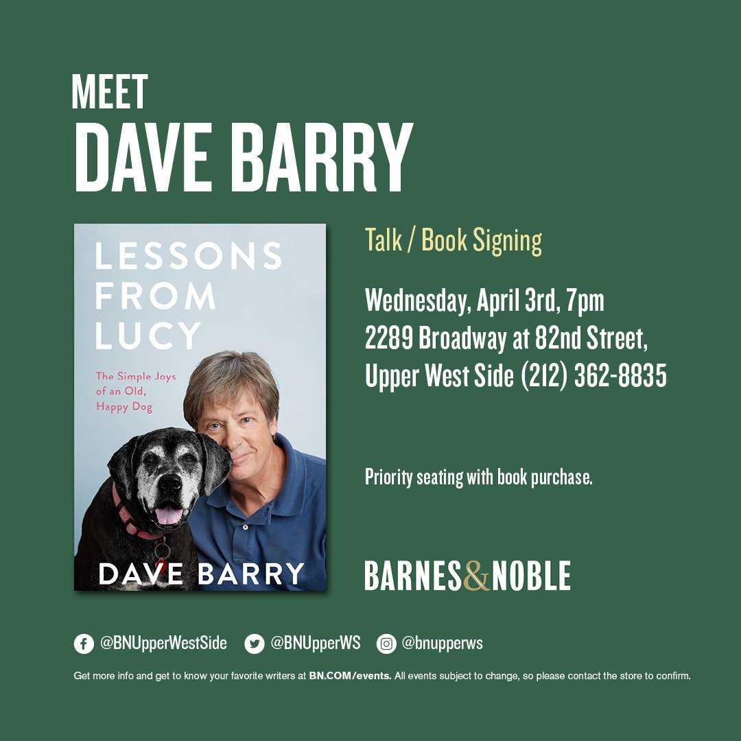 SimonBooks's tweet photo. Today's the day! @rayadverb's #LessonsFromLucy event at @BNUpperWS is tonight at 7 pm.
More on the event here: https://t.co/L4JjuNDp38 https://t.co/MMoiufi3W2