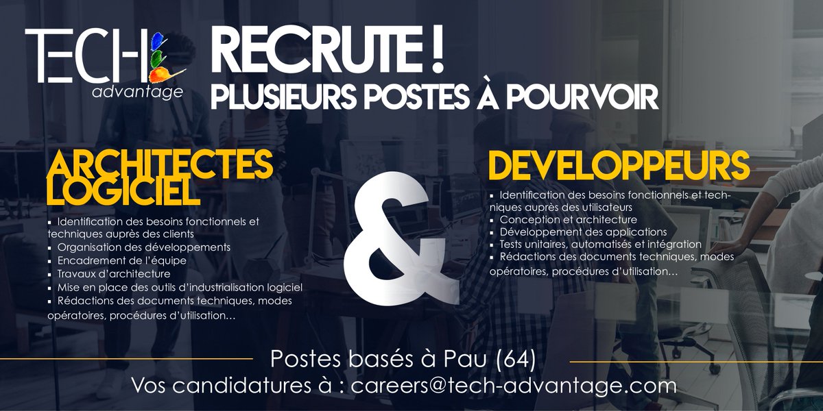 techad_fr's tweet image. 📢Nous recherchons nos futurs talents !
Découvrez toutes nos offres : tech-advantage.com/carrieres/offr… #recrutements #jobs #careers #IT #DreamTeam