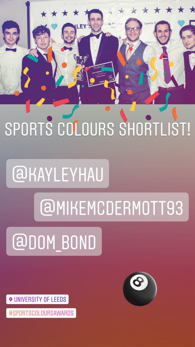 Congrats to our members who have been shortlisted for Sports Colours!
