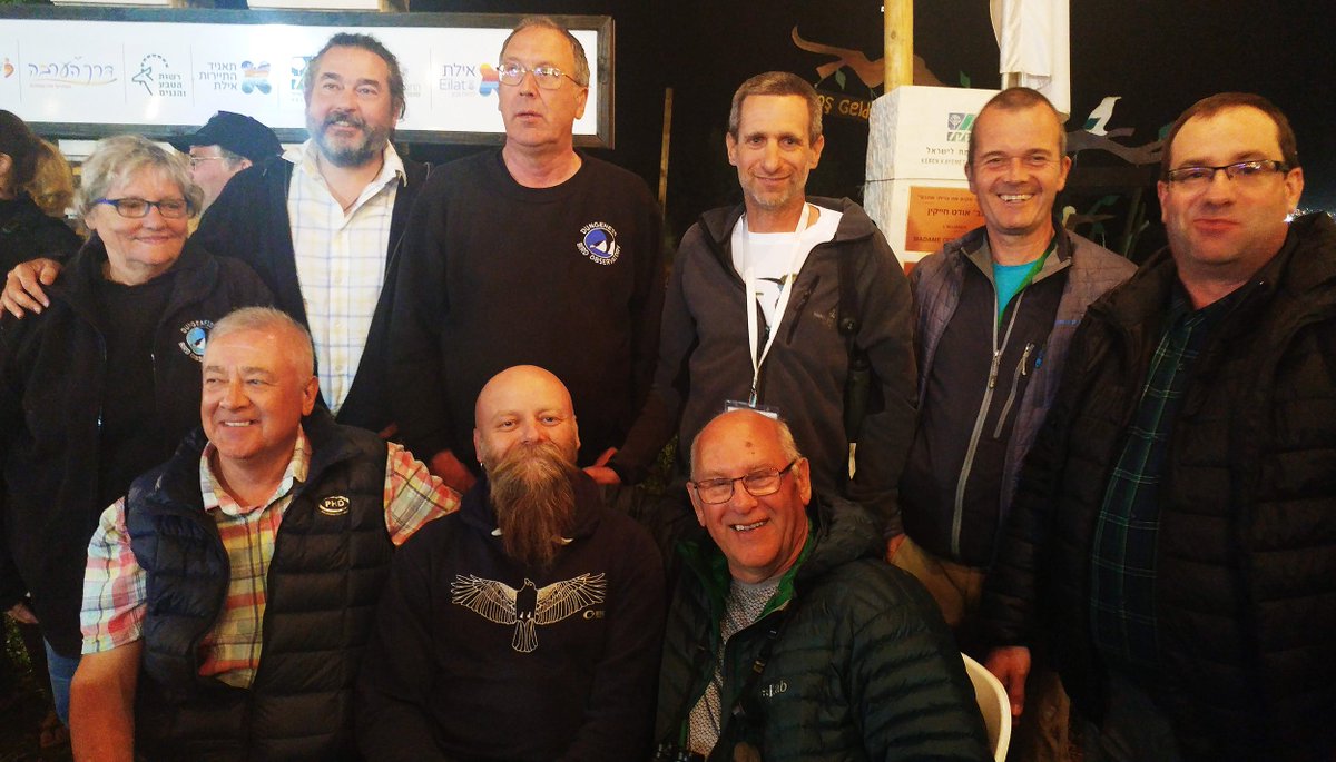 Markthebirder's tweet image. Call the coppers guv, the Brits are in town! @birdobs_council British Bird Obs representing at #IBOC2019 (with honorary pom @yoavperlman) in #Eilat, #Israel - @DungenessBO @spurnbirdobs @FileyBirdObs Alderney @bardseyobs