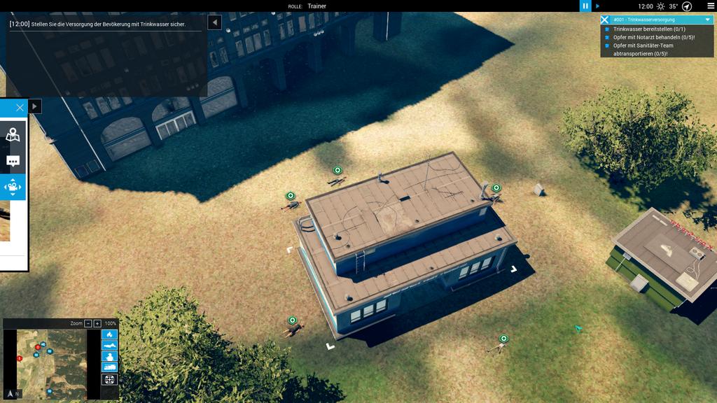 Im Szenario Sommerglut gibt es eine Einlage #Trinkwasserversorgung. Ziel ist die rechtzeitige Versorgung der Bevölkerung mit Trinkwasser aus der Nachbarstadt, bevor es zu Kreislaufzusammenbrüchen kommt. Die Einlage basiert auf dem Logistiksystem und ist überall verwendbar.