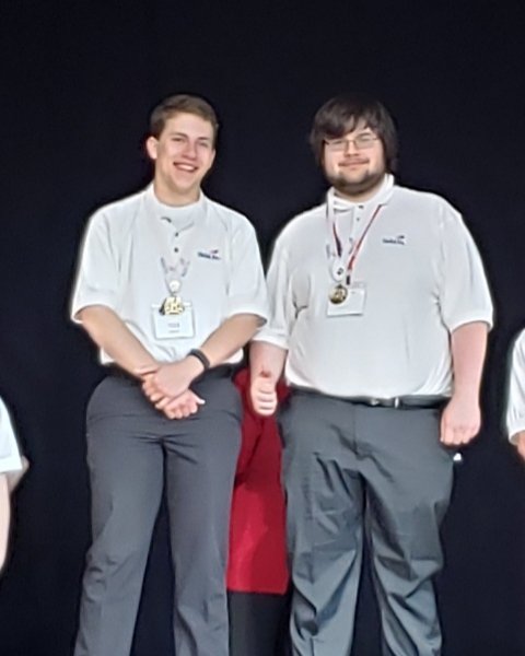 Mech_Veal's tweet photo. Your gold medalists for Additive Manufacturing, Richard and Cameron! @RuCoCTE @OaklandRCS https://t.co/MR8Y6snFME