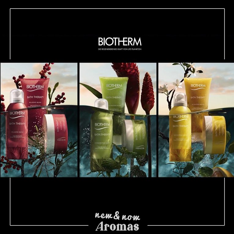 aromas's tweet photo. La #nueva gama de productos de @Biotherm_es #BathTherapy te harán sentir una beauty experiencia única y placentera. Espuma corporal de ducha, exfoliante corporal y crema hidratante que podrás elegir con tu ingredente favorito: pomelo y savia, bayas y romero o jengibre y menta. https://t.co/EwqVf5eBt3