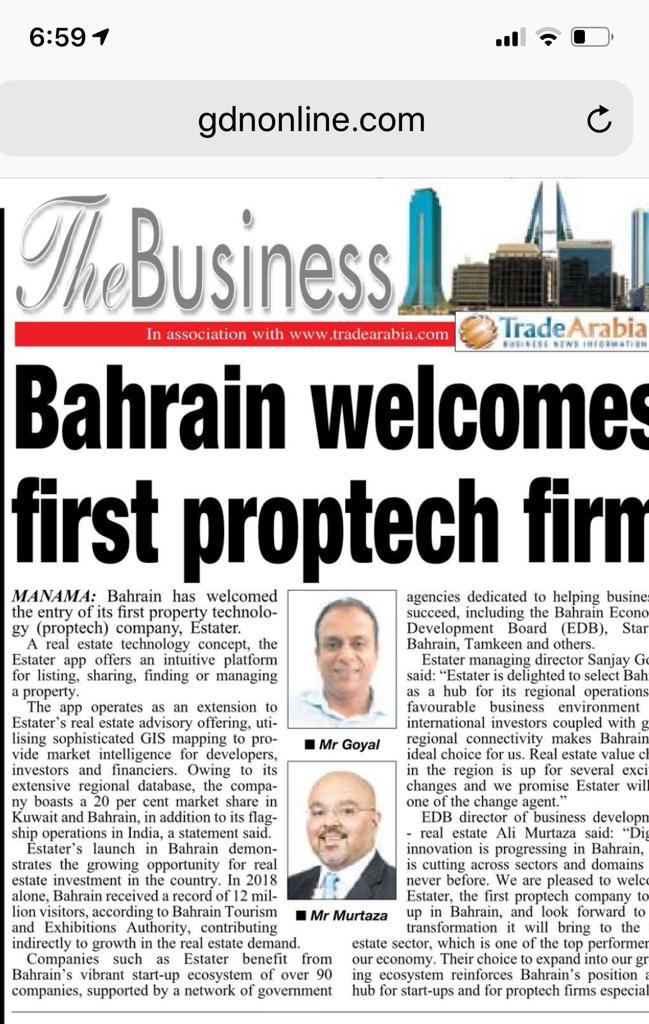 EstaterLimited's tweet photo. Estater makes its presence in Bahrain
#estater @bahrainedb https://t.co/wiJP0D08fF