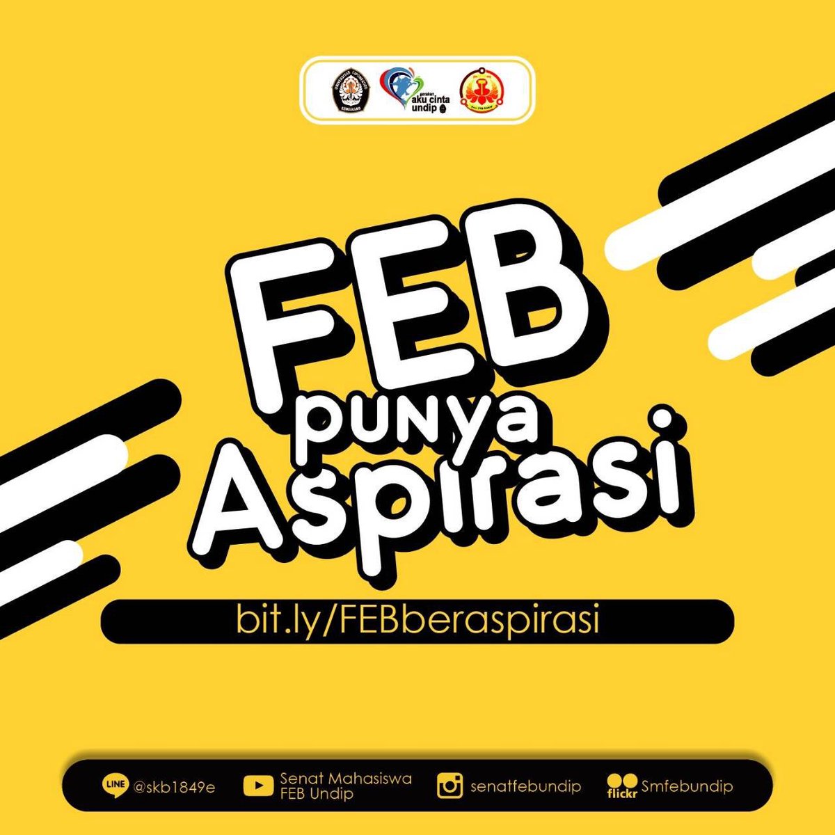 [FEB Beraspirasi]

Tau gak sih apa itu sarpras dan dana delegasi? Alur peminjaman/penggunan sarpras dan tata cara permohonan dana delegasi?
Ingin memberikan kritik/saran? Yuk, isi dulu nih=> bit.ly/FEBberaspirasi
Salurkan aspirasimu untuk FEB yang lebih baik.