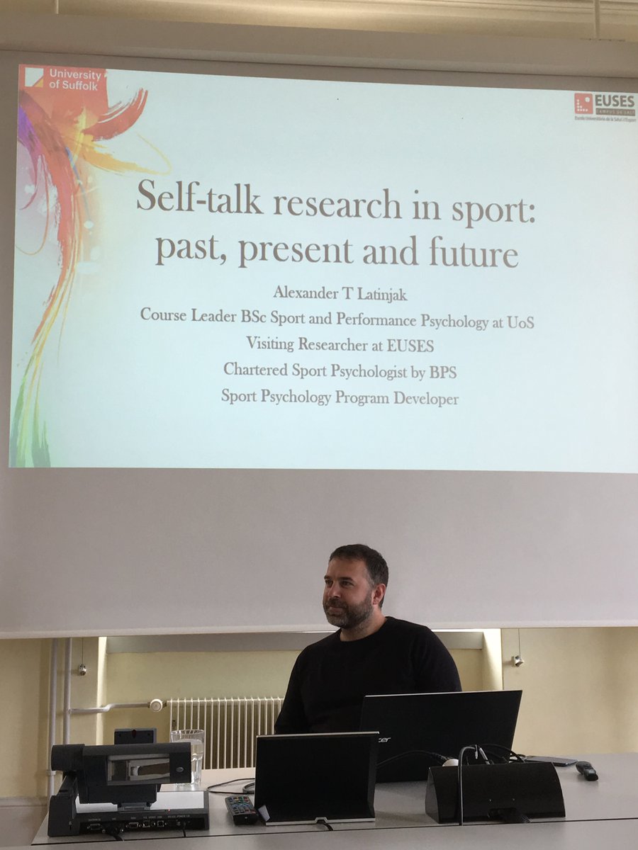 EHSM_Magglingen's tweet photo. “We self-talk for a reason. Only when we grasp that reason, we’ll harvest the self-talk potential.” At yesterday's #SFISM colloquium @Alex_T_Latinjak from the @UniofSuffolk spoke about the past, present and future of self-talk research in sport. #magglingen https://t.co/Q4UZtauKMB