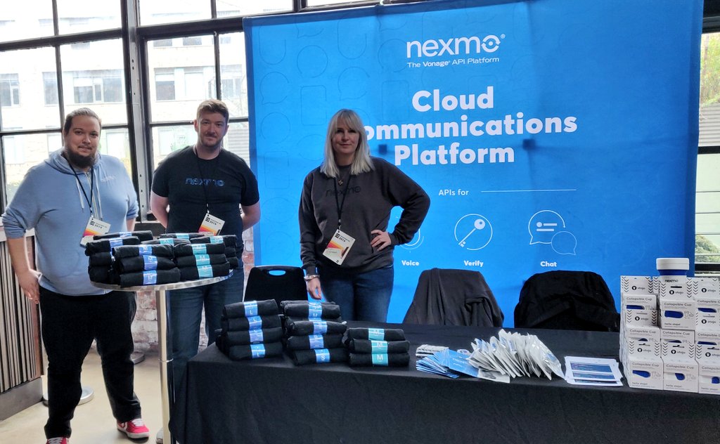 VonageDev's tweet image. We&apos;ve finally had our swag delivered, come and get em #FrontendNE !