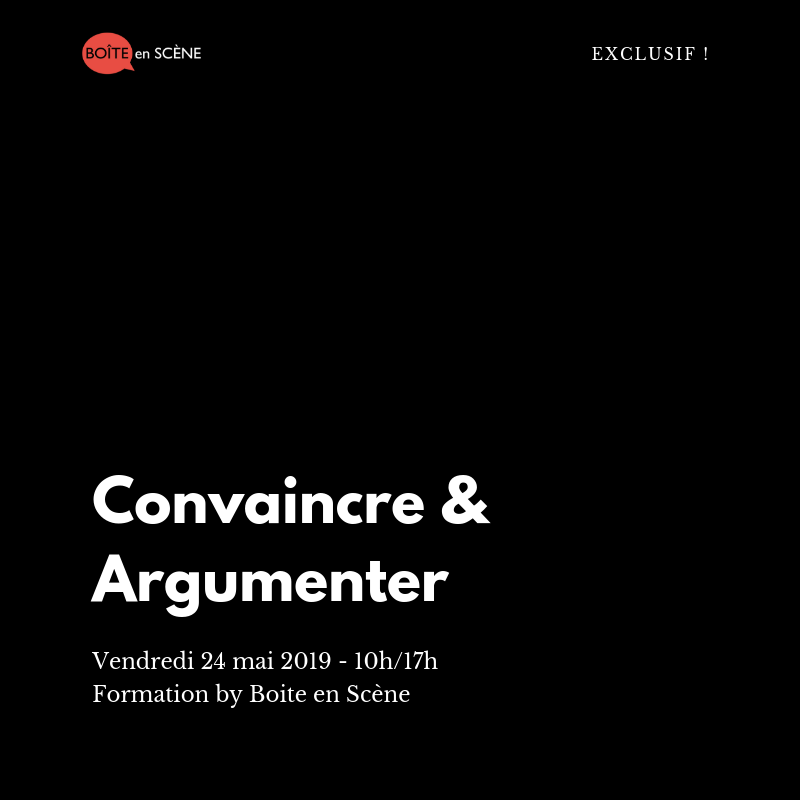 Exclusif ! Le 24 mai 2019 de 10h à 17h à 10 minutes de Rennes
Venez vous formez pendant une journée sur le thème : "Convaincre et Argumenter"

Retrouvez toutes les formations sur la prise de parole en public &amp; le pitch boite-en-scene.fr
#formation #prisedeparole #rennes