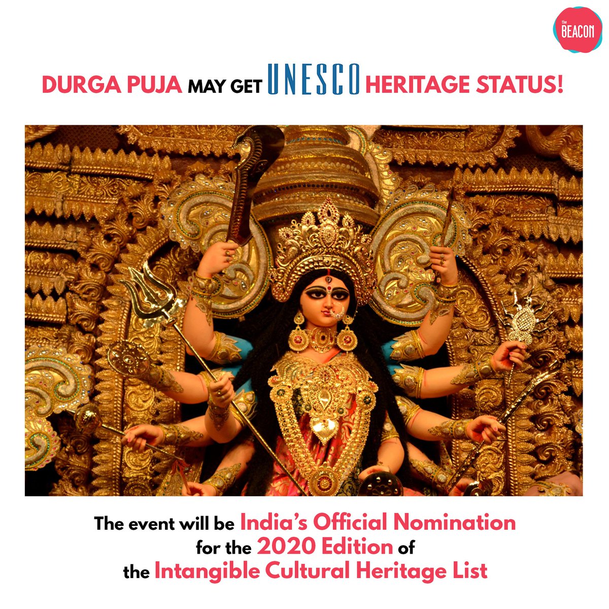 BMediaSocial's tweet photo. We can't keep calm! Can you?

Kolkata Durga Puja is India’s official nomination for UNESCO’s 2020 Representative List of Intangible Cultural Heritage of Humanity by the Sangeet Natak Akademi, 
#UNESCO #DurgaPuja #Kolkata https://t.co/Zyn2hBXOds