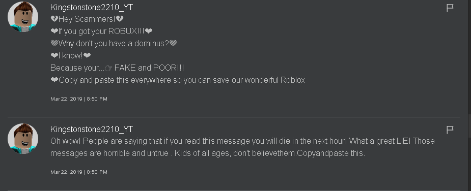 Roblox Scammer Message Copy And Paste