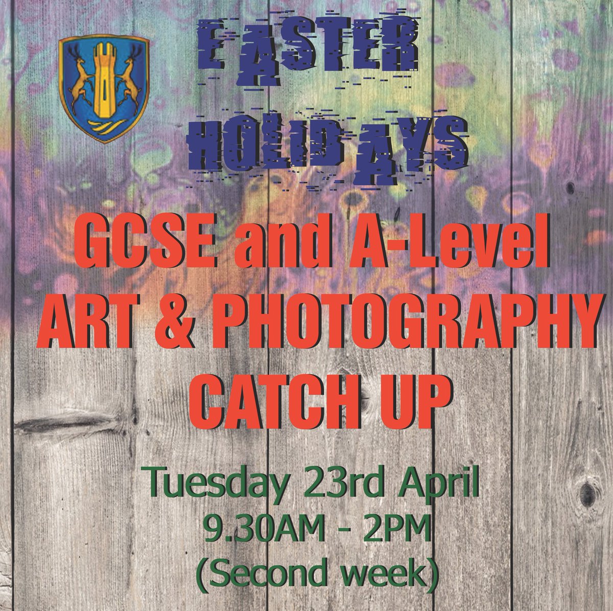 Easter catch up... all year 10/11/12/13 Art and Photography pupils welcome.
TUESDAY 23rd April
9.30am - 2.00pm 
Bring lunch and snacks!!