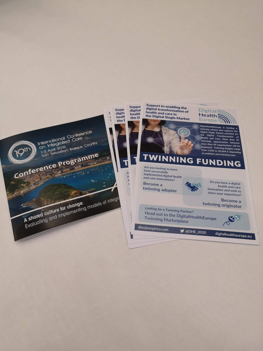 DHE_2020's tweet photo. Don't miss our presentation on Twinning Opportunities to facilitate the transfer of digitally-enabled innovative practices at #ICIC19 TODAY at 13.00 in Room 1 #IFICinfo. Speak to our team to find out more or visit: https://t.co/MWpl4nKjOi #integratedcare #DHE2020 @eHealth_EU https://t.co/mSfOe1mTsx