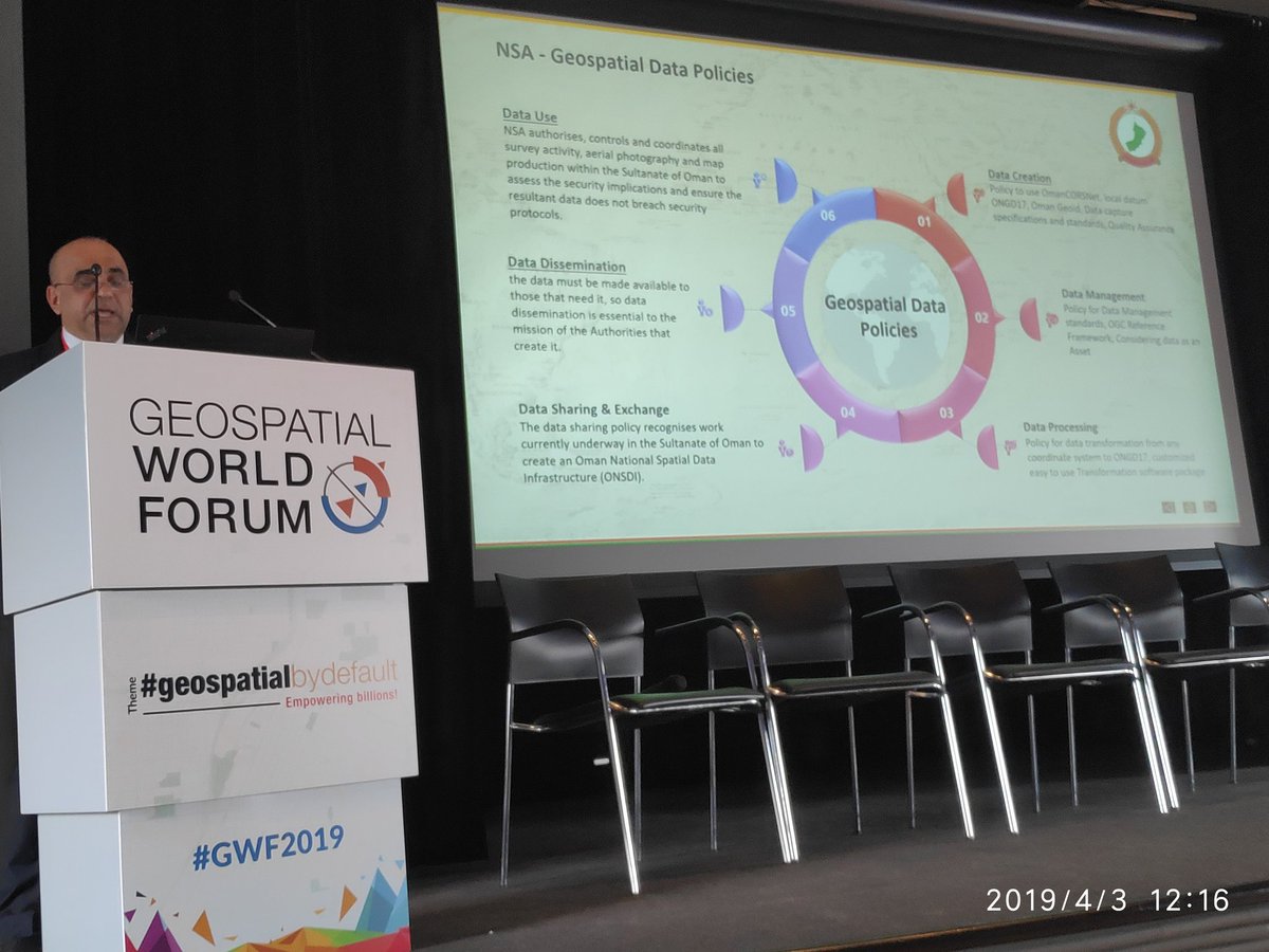 AIR COMMODORE AHMED SAIF AL-BADI, Head, National Survey Authority #Oman sites example of how comprehensive #geospatial data policy can enable countries to achieve #developmentgoals #GWF2019 #geospatialbydefault