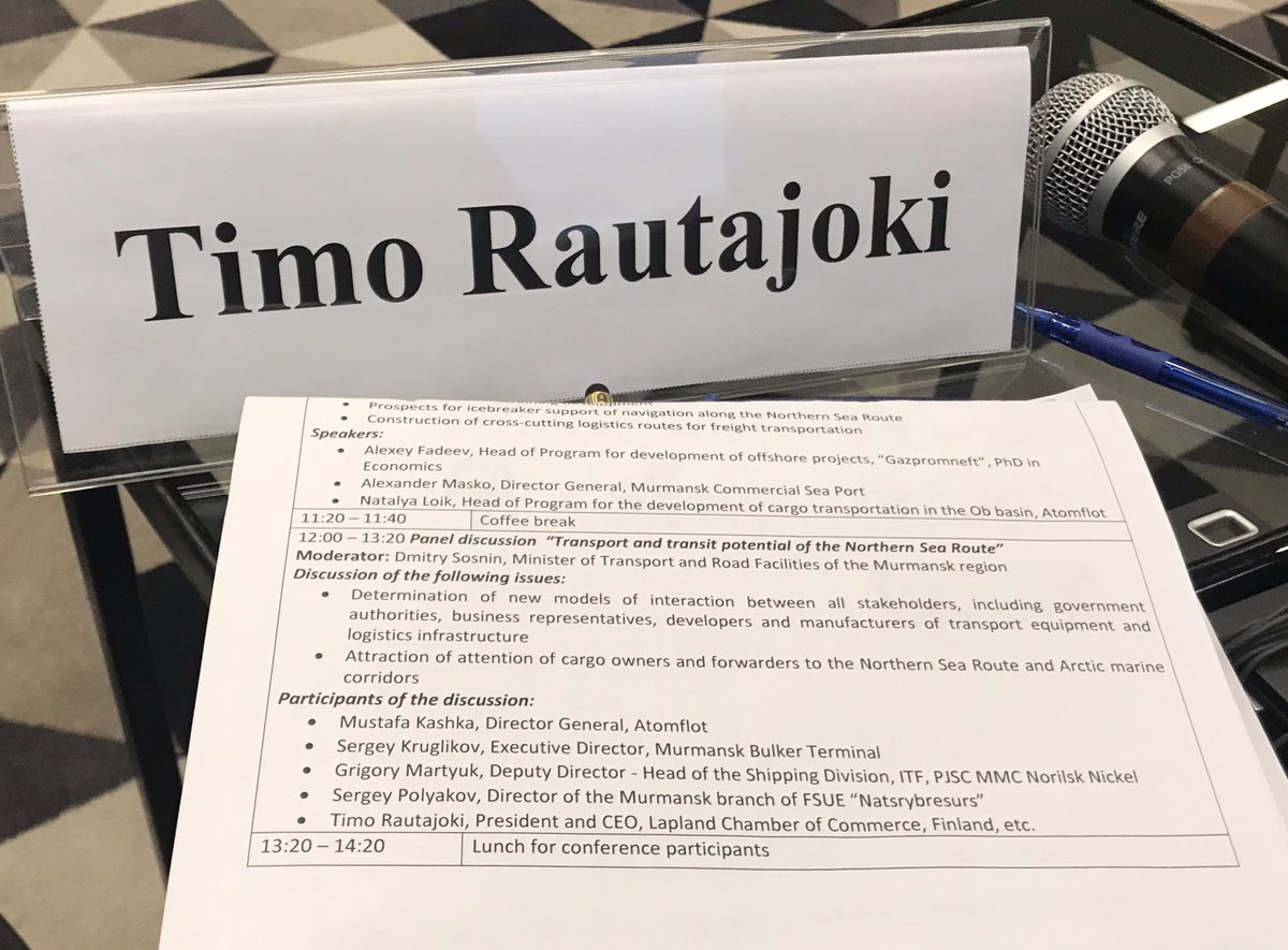 Very interesting panel discussion in Murmansk. Today #NorthernSeaRoute has constant need of telecommunication technology that works in icy and moist conditions. Finland used to be brilliant in ITC, why not solve this problem and not only wait for the data cable from Asia?