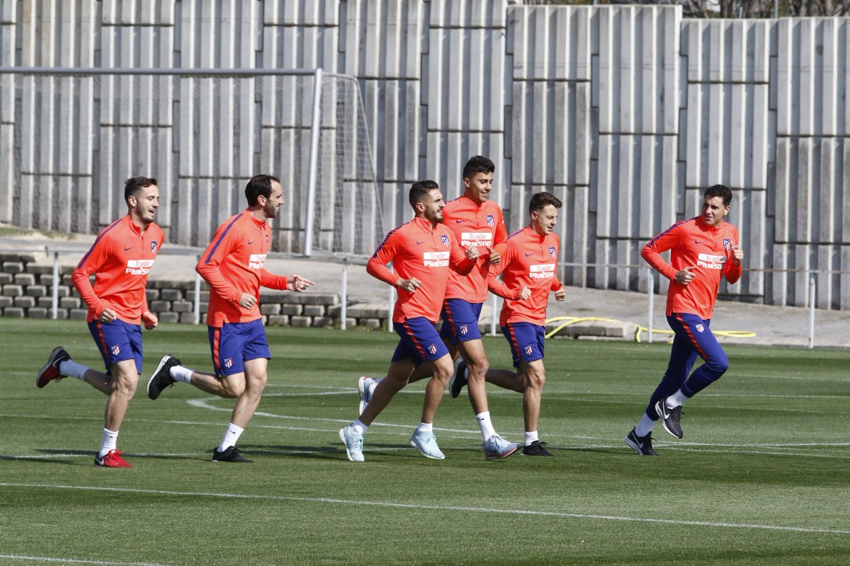 Los jugadores del Atlético, en la última sesión de entrenamiento (Foto: ATM).