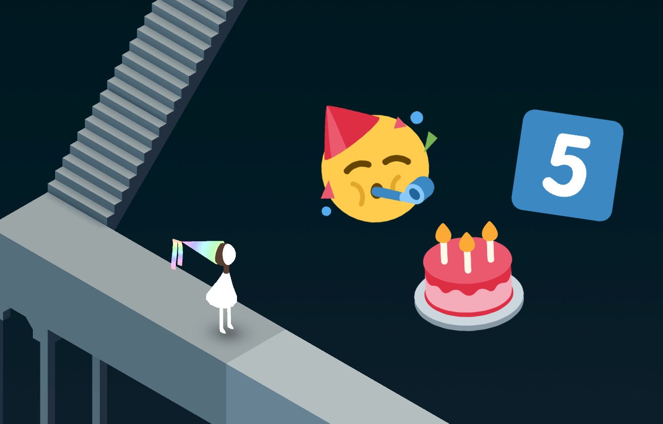 ustwo games on Twitter: "It's the Monument Valley 5th birthday! Today's  events include: merch giveaways, twitch stream with game play through plus  Q&amp;A and even a special game update to MV1 on