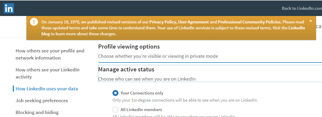 jaspio's tweet photo. Wow @LinkedIn really is a #Microsoft company now: datetime issues and all! 🤣🧐 https://t.co/8M8wKW0DbZ