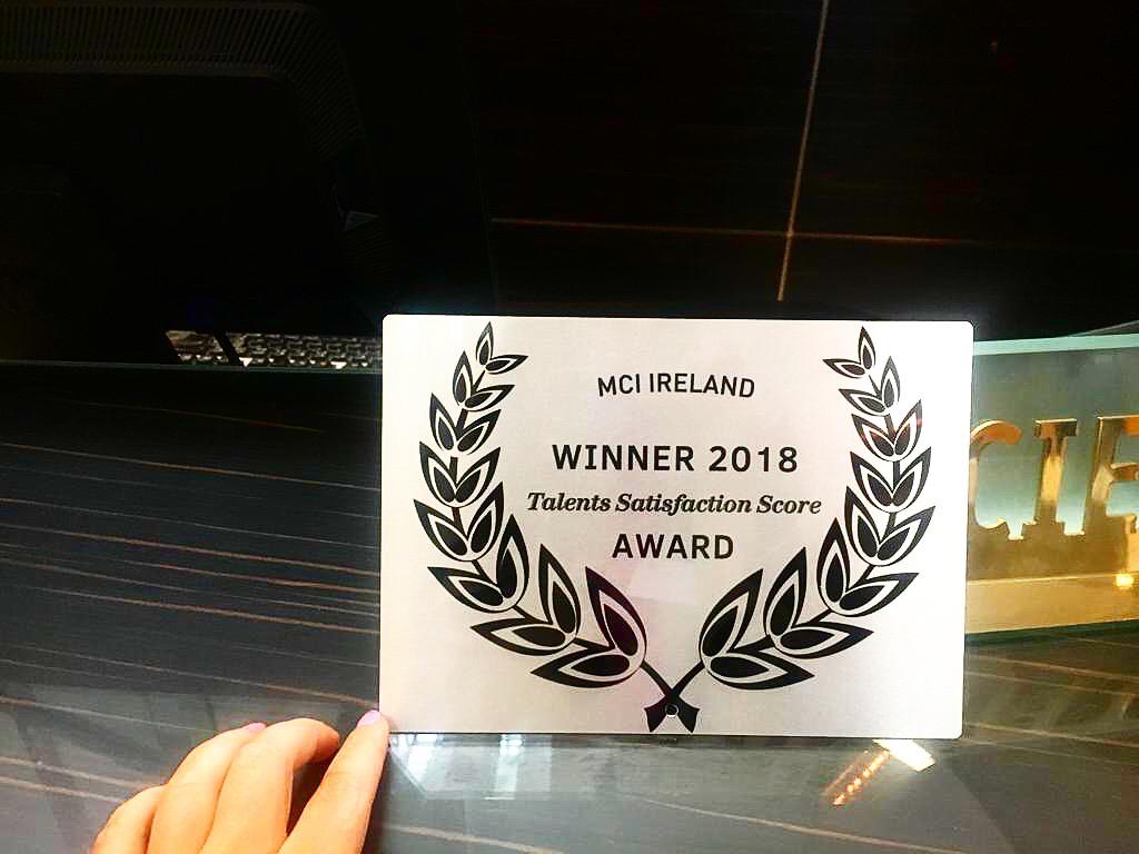 MCIIreland's tweet photo. Out of 60 offices around the world, MCI Ireland won an award for Talents Satisfaction Score for 2018. We're delighted to have received this award, we believe in our talents and will always continue to support them. 

#ONEMCI #WeCreateExperiences  #Team #ThankYou

@MCI_Group https://t.co/h5uFVKnc5w