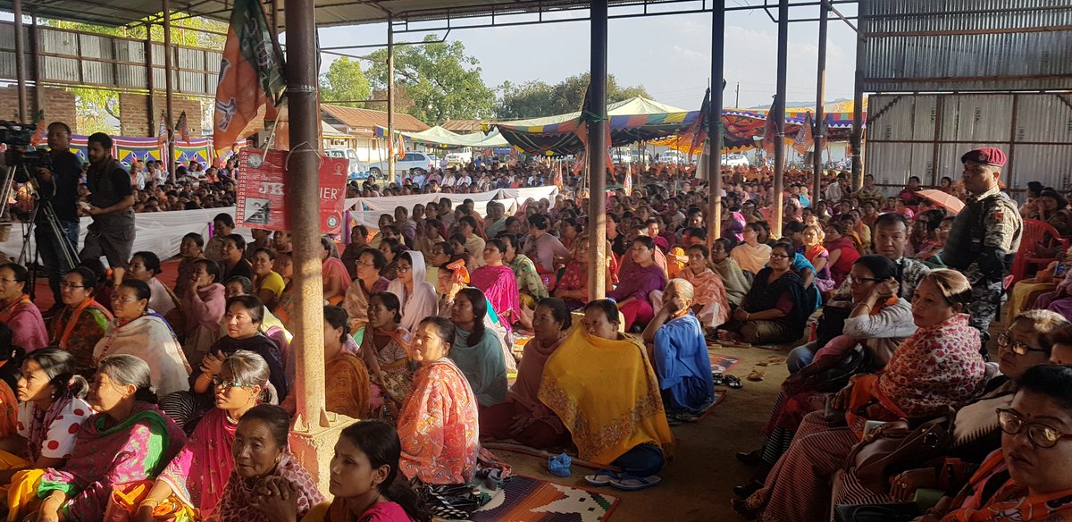 NBirenSingh's tweet photo. Attended One Day Political Convention at Kakching, held in support of Shri Benjamin Mate, BJP candidate from Outer Manipur PC for the 17th Lok Sabha Elections 2019. The people who attended in thousands pledged their support for #NamoAgain #Vote4PeaceAndDevelopment #Victory4BJP https://t.co/d7QT88PISe
