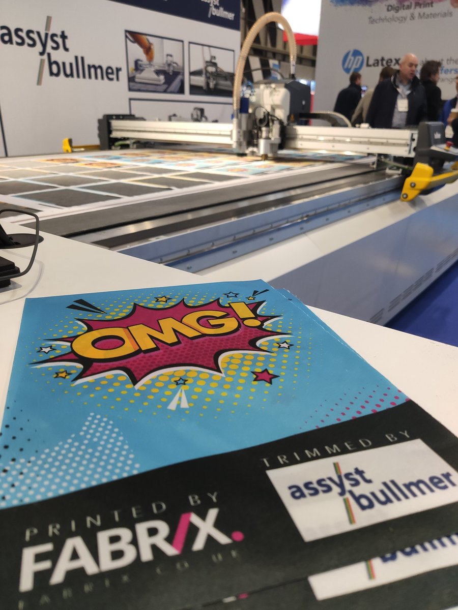 Come to see our #OMG prints by <a href="/colourgraphics/">Colour Graphics</a> on Stand J12 , cut on our <a href="/BullmerCutters/">Bullmer Cutters</a>