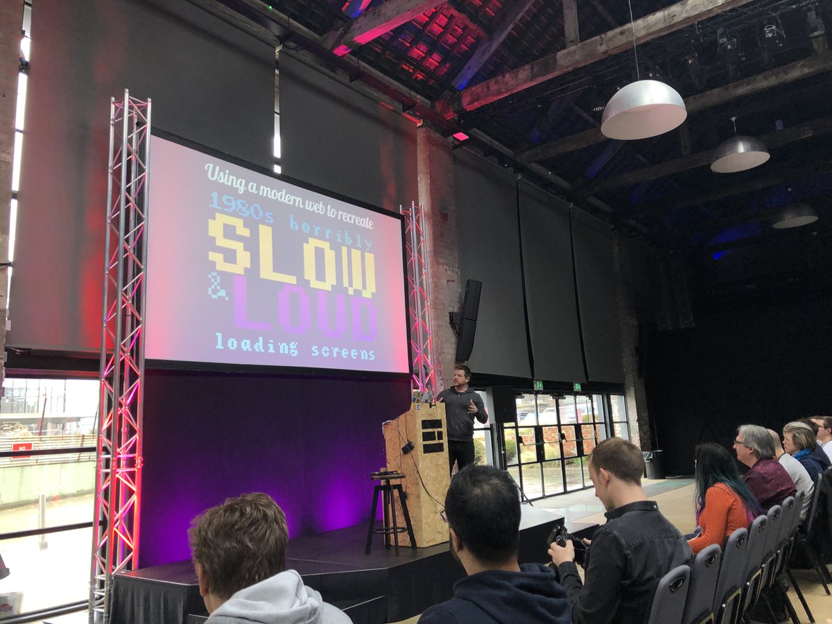 CarolSaysThings's tweet image. Next up is @rem recreating 80′s loading screens on the modern web 🤓 #FrontendNE