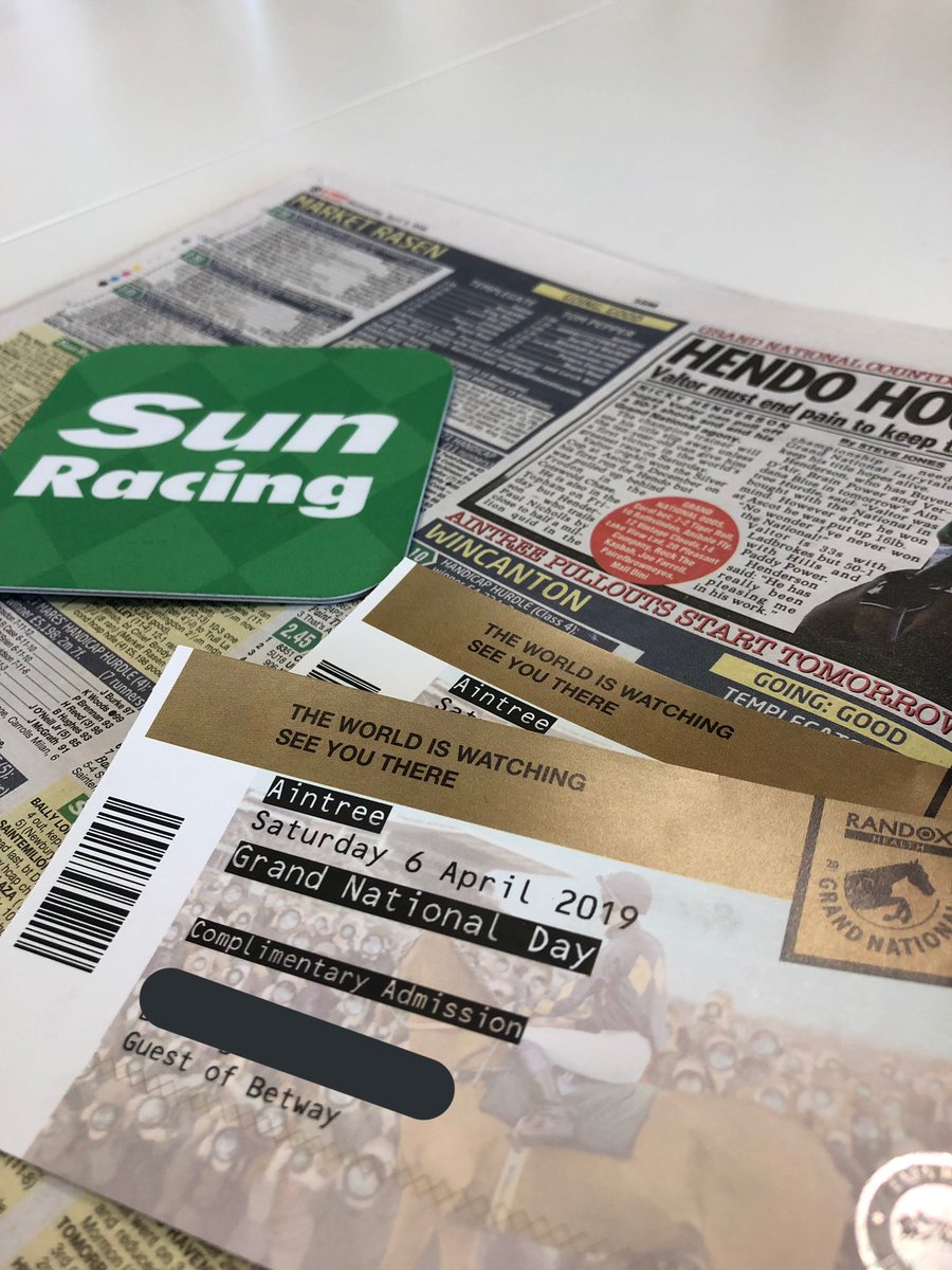 SunRacing's tweet photo. 🌲 GRAND NATIONAL TICKETS 🌲

Want to go to Grand National Day on Saturday 6th at @AintreeRaces? — We've got a pair of tickets up for grabs!

🔁 Simply RT this &amp; follow @SunRacing to enter.

Winners chosen at 6pm TODAY. T&amp;Cs apply https://t.co/ohtZ6fNFOT