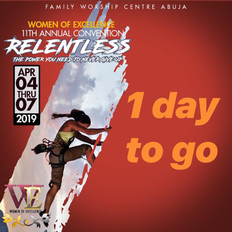 FWCAbuja's tweet photo. Winners never quit and quitters never win. Positivity, confidence, and persistence are key ingredients to succeeding in life. Don't miss this chance in getting acquainted with the right mechanism needed to help you remain focused on your journey.

#WEConvention2019
#WERelentless https://t.co/gjR1Jg1rRX