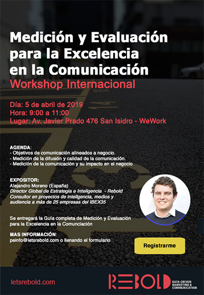LETSREBOLD's tweet photo. Nuestro Global Strategy &amp; Operations Manager Director de Rebold Intelligence, Alejandro Moreno, estará el próximo 5 de abril hablando sobre "Medición y Evaluación para la Excelencia en la Comunicación"
No te lo puedes perder! #Letsrebold!
https://t.co/zhSeVKdoS5 https://t.co/P7cj4IhVEL