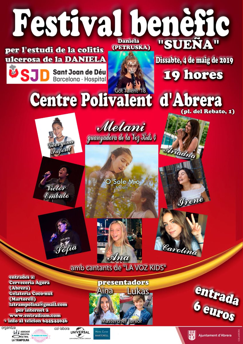 Cartel de la Gala presentacion del nuevo proyecto solidario para el estudio de la colitis ulcerosa en Abrera gracias al maravilloso trabajo de <a href="/LaTrampolina07/">Assoc La Trampolina</a> con espectacular cartel y mis Masterchef <a href="/AinaMCJ2/">Aina MCJ2</a> y <a href="/LukasMCJ3/">Lukas</a> de presentadores 🤟